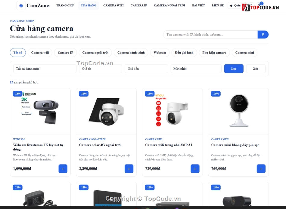 bán website,web bán camera,website camera